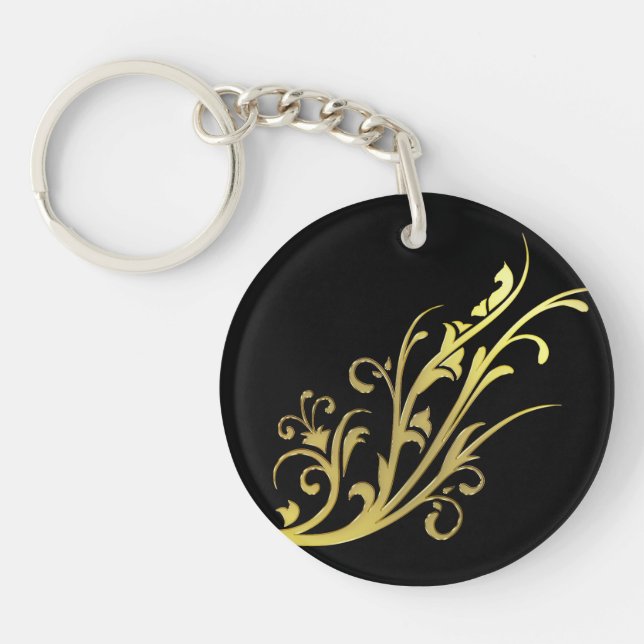 Porte-clefs Fleur d'or fausse de luxe abstrait (Devant)