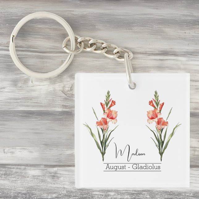 Porte-clefs Fleur du mois de naissance août Gladiolus (Créateur téléchargé)