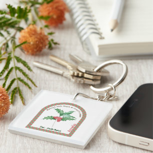 Porte-clefs Fleur du mois de naissance de décembre personnalis