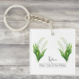 Porte-clefs Fleur du mois de naissance mai Lys de la vallée