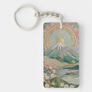 Porte-clefs Fleur éthérée : Volcan Mosaïque Pastel au Printemp