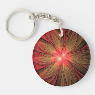 Porte-clefs Fleur fractale de fansy rouge