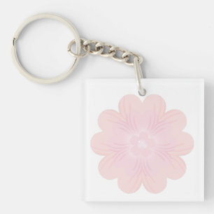 Porte-clefs Fleur Graphique Rose Pâle Pastel