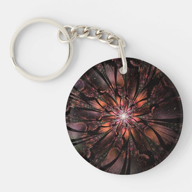 Porte-clefs Fleur imaginaire fractale douce et tendresse (Devant)