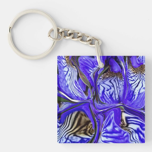 Porte-clefs Fleur Iris Violet (Devant)