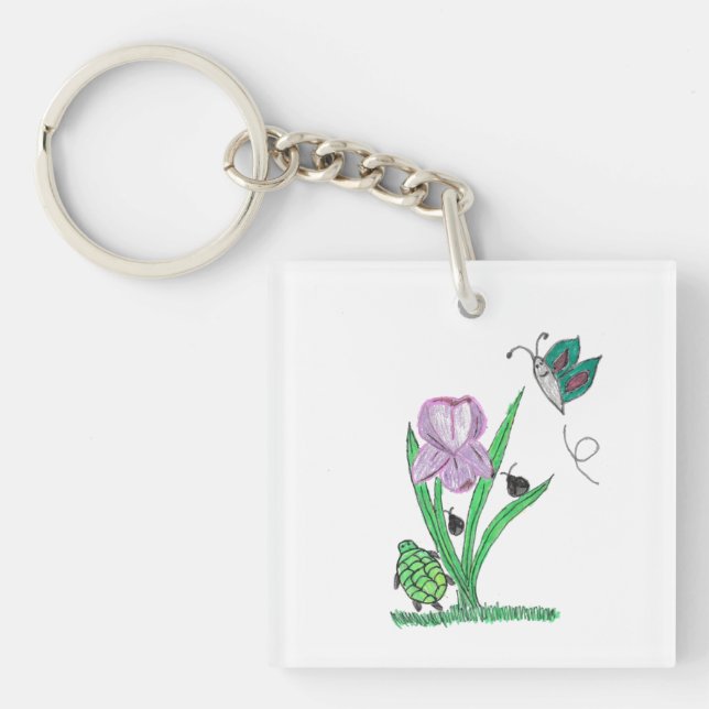 Porte-clefs Fleur Iris Violet (Devant)