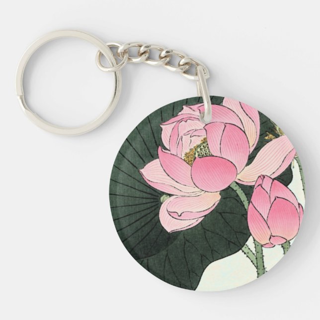Porte-clefs Fleur japonaise Lotus - Art Vintage (Devant)