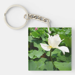 Porte-clefs Fleur Lotus blanche