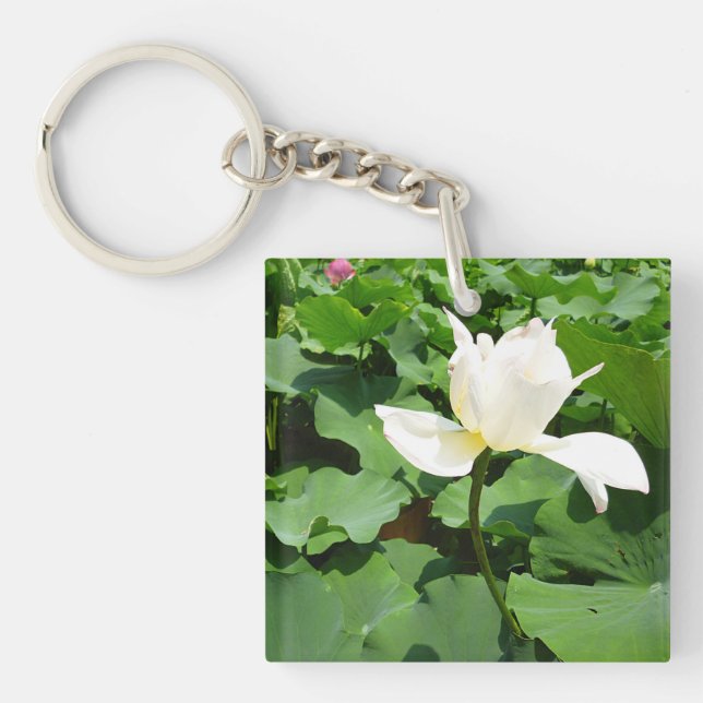 Porte-clefs Fleur Lotus blanche (Devant)