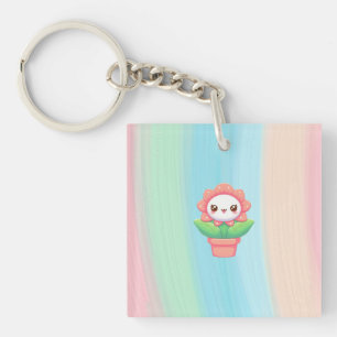 Porte-clefs Fleur mignonne, capricieuse en pot