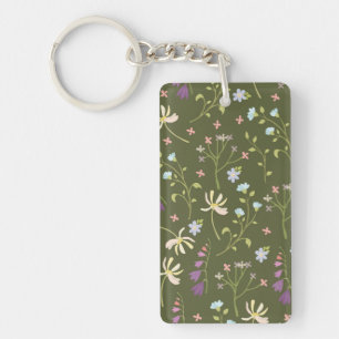 Porte-clefs Fleur Motif printemps floral acrylique