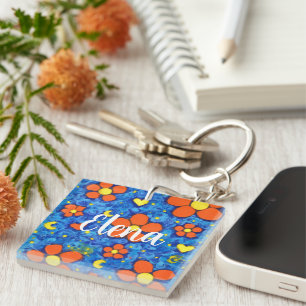 Porte-clefs Fleur Orange Dans L'Eau