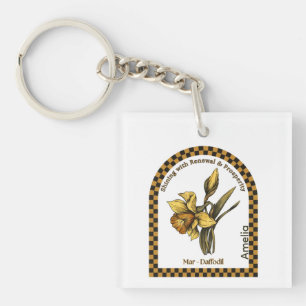 Porte-clefs Fleur personnalisée du mois de naissance de mars