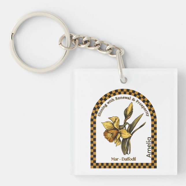 Porte-clefs Fleur personnalisée du mois de naissance de mars  (Devant)