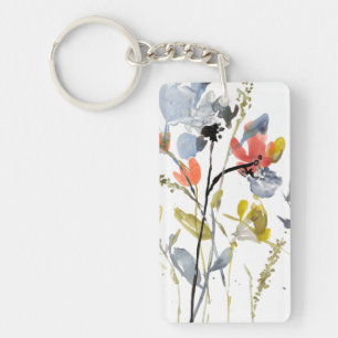 Porte-clefs Fleur recouverte - fleurs et tiges d'aquarelle