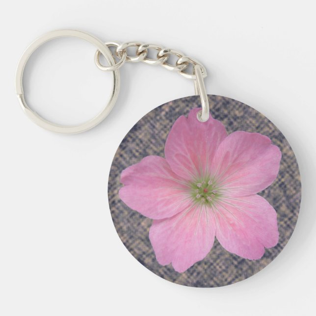 Porte-clefs Fleur rose botanique douce de géranium (Devant)