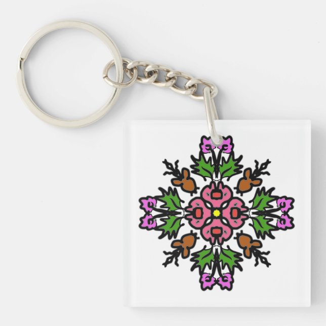 Porte-clefs Fleur rose en fleurs (Devant)