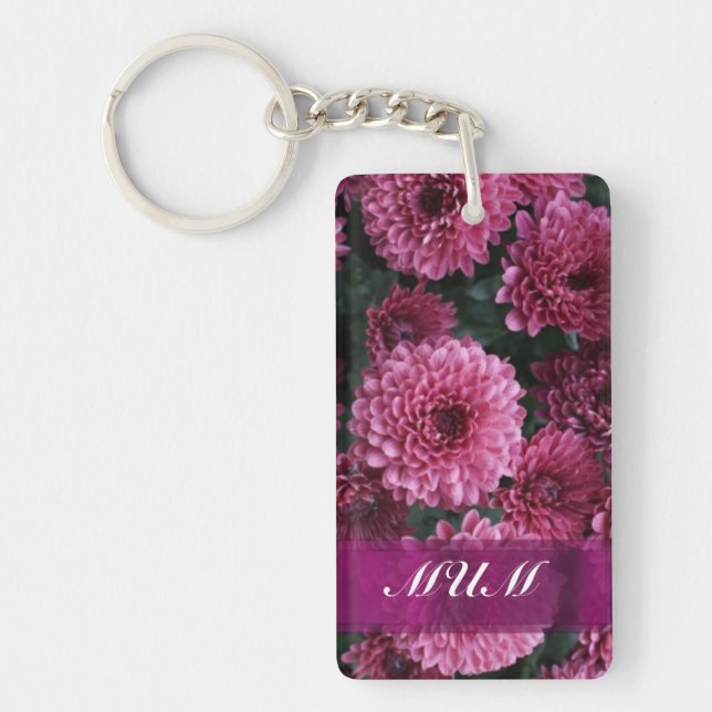 Porte-clefs Fleur rose mère personnalisée (Devant)