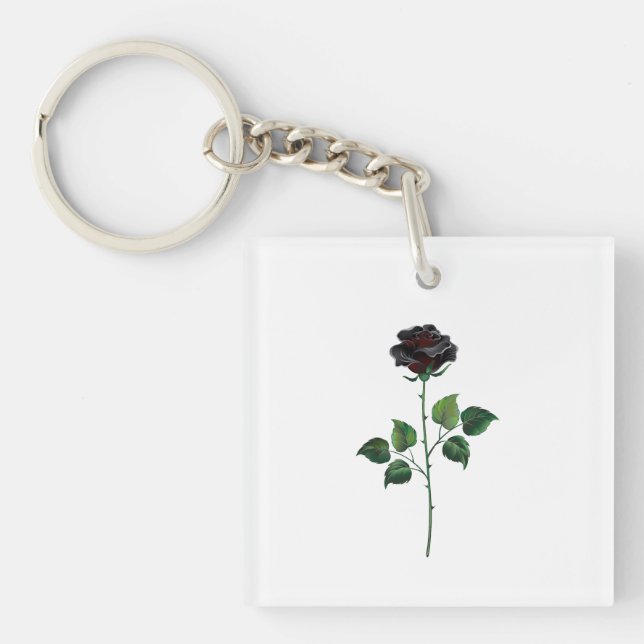 Porte-clefs Fleur rose noire (Devant)
