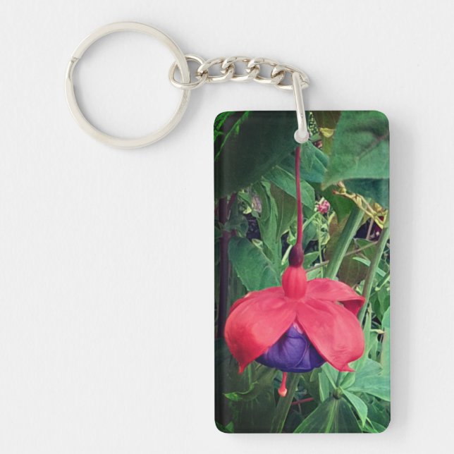 Porte-clefs Fleur rouge et violette (Devant)