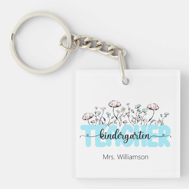 Porte-clefs Fleur sauvage de Whimsical Enseignant de maternell (Devant)