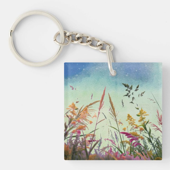 Porte-clefs Fleur sauvage Et Étoiles (Devant)