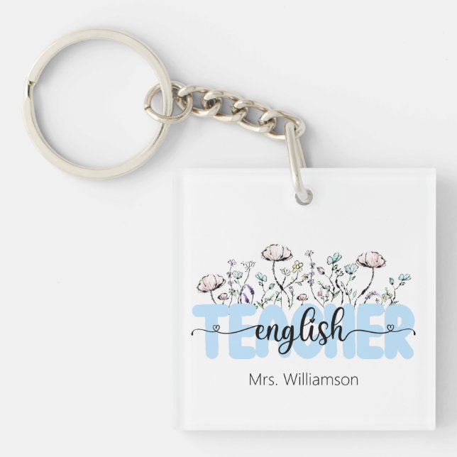 Porte-clefs Fleur sauvage Whimsical Professeur d'anglais perso (Devant)