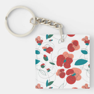 Porte-clefs Fleur sauvage Wonderland motif de fleurs stylisé