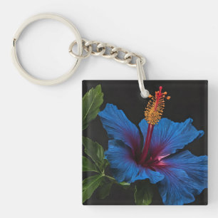 Porte-clefs "Fleur Serene : La beauté des fleurs d'Hibiscus bl