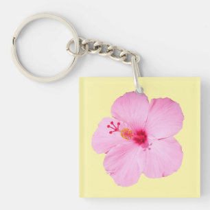 Porte-clefs Fleur tropicale d'hibiscus rose