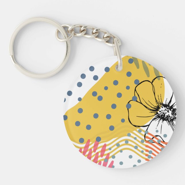 Porte-clefs fleurs abstraites (Devant)