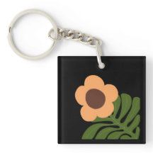 Fleurs Abstraites Modernes Vertes et Orange