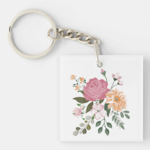 Porte-clefs Fleurs aquarelle