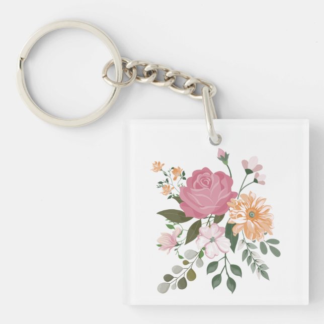 Porte-clefs Fleurs aquarelle  (Devant)