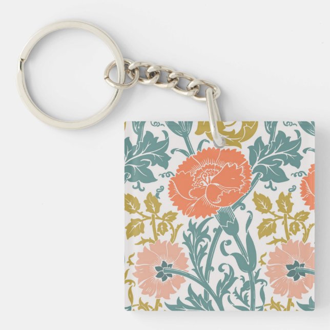 Porte-clefs Fleurs, Art Vintage Graphique (Devant)