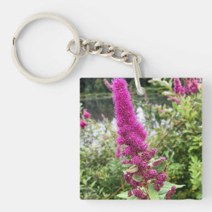 Porte-clefs Fleurs Astilbe Rose par un étang