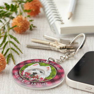 Porte-clefs Fleurs blanches et roses