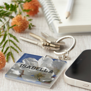 Porte-clefs Fleurs blanches mignonnes