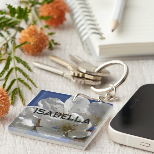 Porte-clefs Fleurs blanches mignonnes (Devant Droit)
