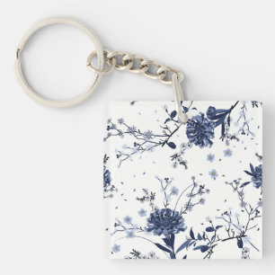 Porte-clefs Fleurs bleues