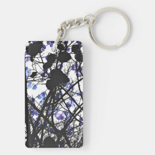 Porte-clefs Fleurs bleues sur l'arbre d'hiver concept art numé