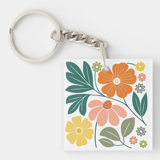 Porte-clefs Fleurs Boho (Devant)