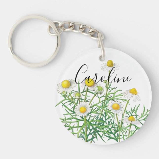 Porte-clefs Fleurs Chamomiles Vintages sur mesure (Devant)