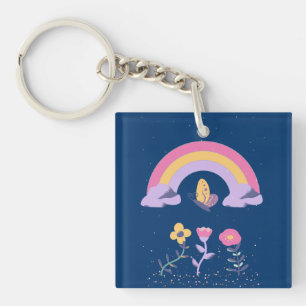 Porte-clefs Fleurs Cloud Arc-en-ciel