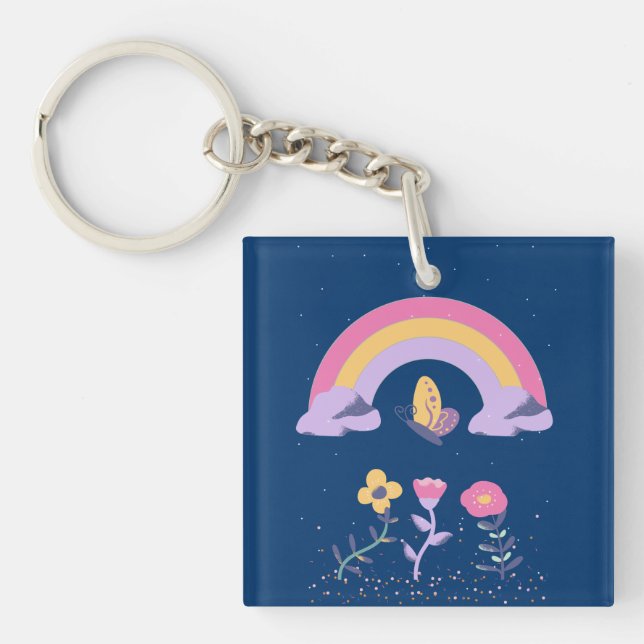 Porte-clefs Fleurs Cloud Arc-en-ciel (Devant)