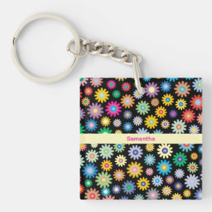 Porte-clefs Fleurs colorées