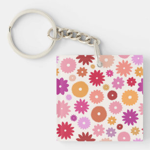 Porte-clefs Fleurs Colorées Grand Motif