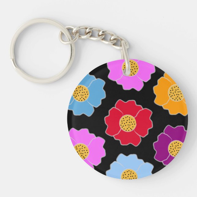 Porte-clefs Fleurs colorées motif (Devant)