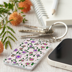 Porte-clefs Fleurs colorées, Motif Floral, Verdure, Boho