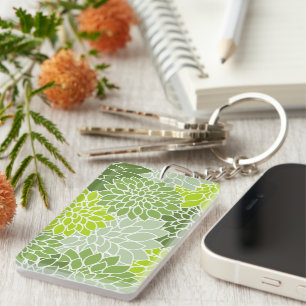 Porte-clefs Fleurs Dahlia, Motif De Fleurs, Dahlia Verte